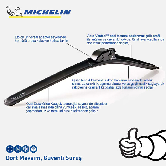 Michelin Multifit MC33962 65 cm 1 Adet Universal Muz Tipi Silecek 