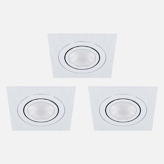 Eglo Areitio 4.6 W Ledli GU10 Duy Kare Tavan Spot 3 Adet Gümüş 