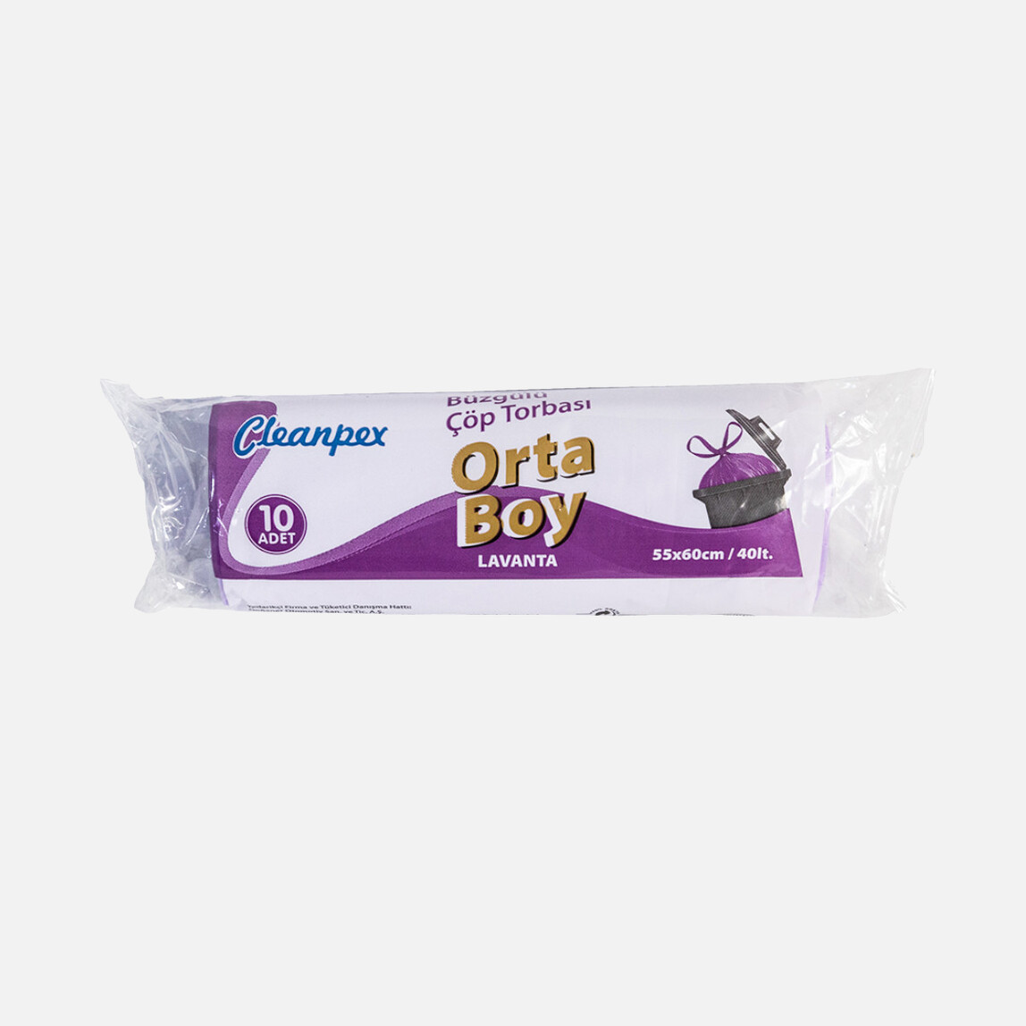 Cleanpex Büzgülü Çöp Torbası Orta Boy 10 Adet 55x60cm_0