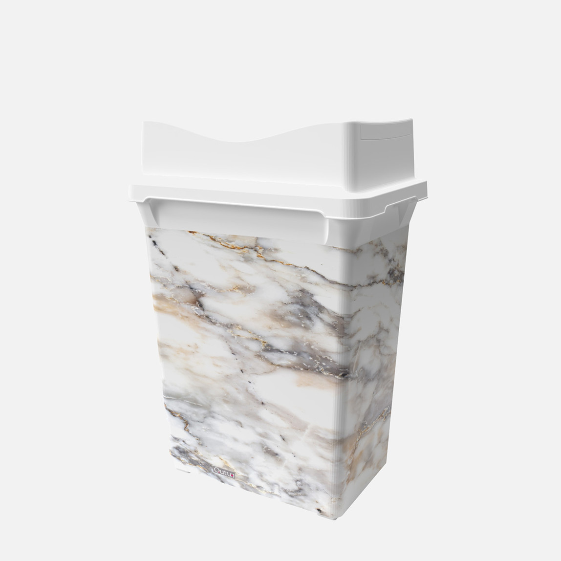 Q-Trash Marble Çöp Kutusu Çift Kapaklı 10L_0