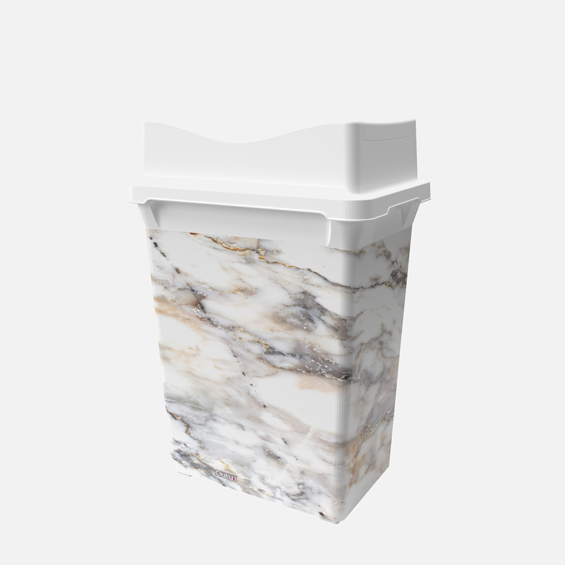    Q-Trash Marble Çöp Kutusu Çift Kapaklı 10L  