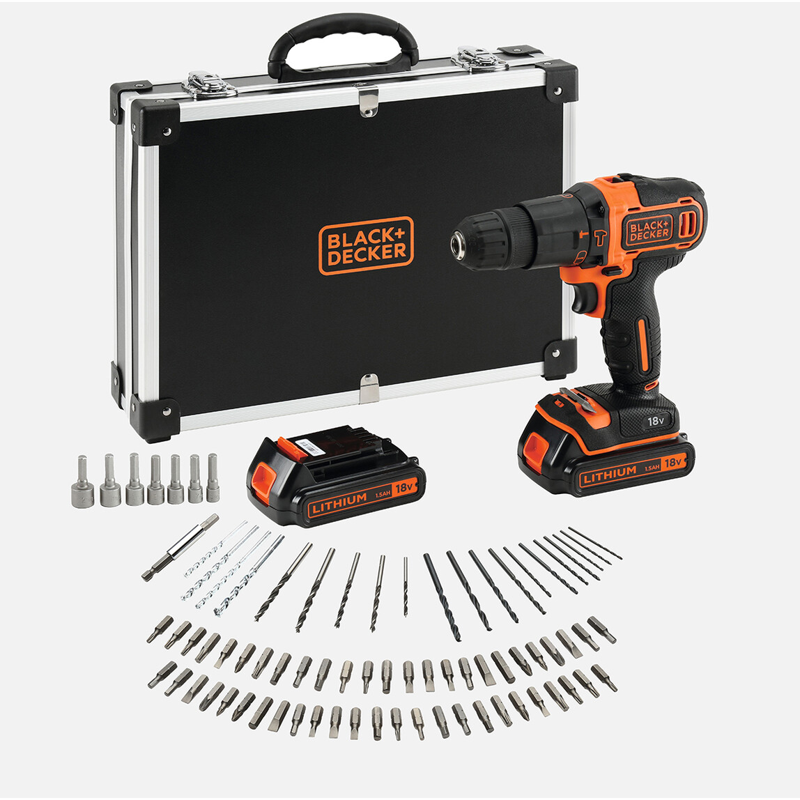    Black&Decker BDCHD18BAFC-QW 18V 1.5 Ah Çift Akülü Darbeli Matkap (80 Parça Aksesuar Hediyeli) 