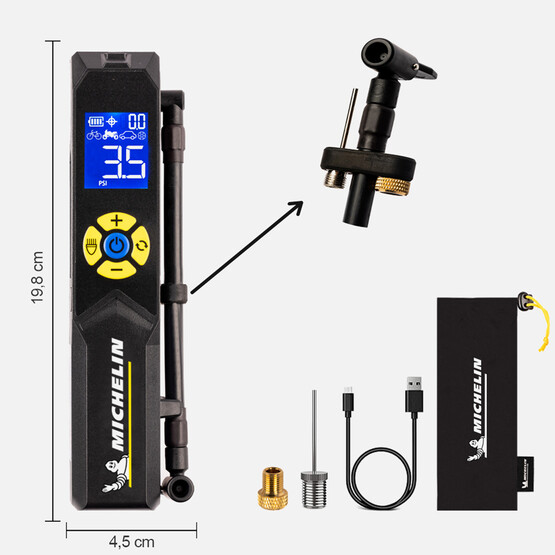 Michelin Mc33382 Şarjlı Li-ion 150 PSI Taşınabilir Dijital Basınç Göstergeli Led Aydınlatmalı Lastik Şişirme Pompası  