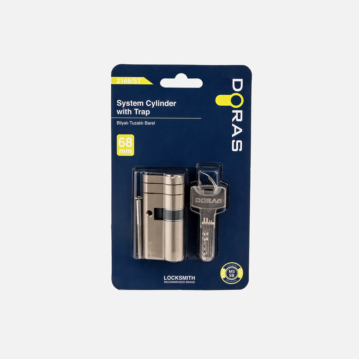    Doras Pirinç Bilyalı Barel 68mm Saten-Çift Tuzaklı  