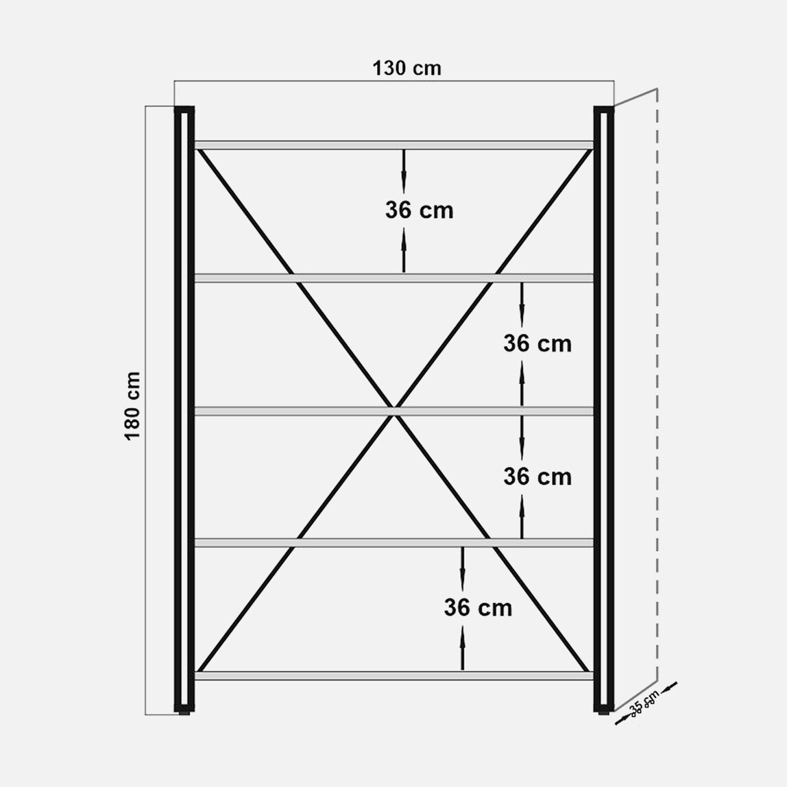 INDUSTRIAL 5 Raflı Kitaplık Geniş_3