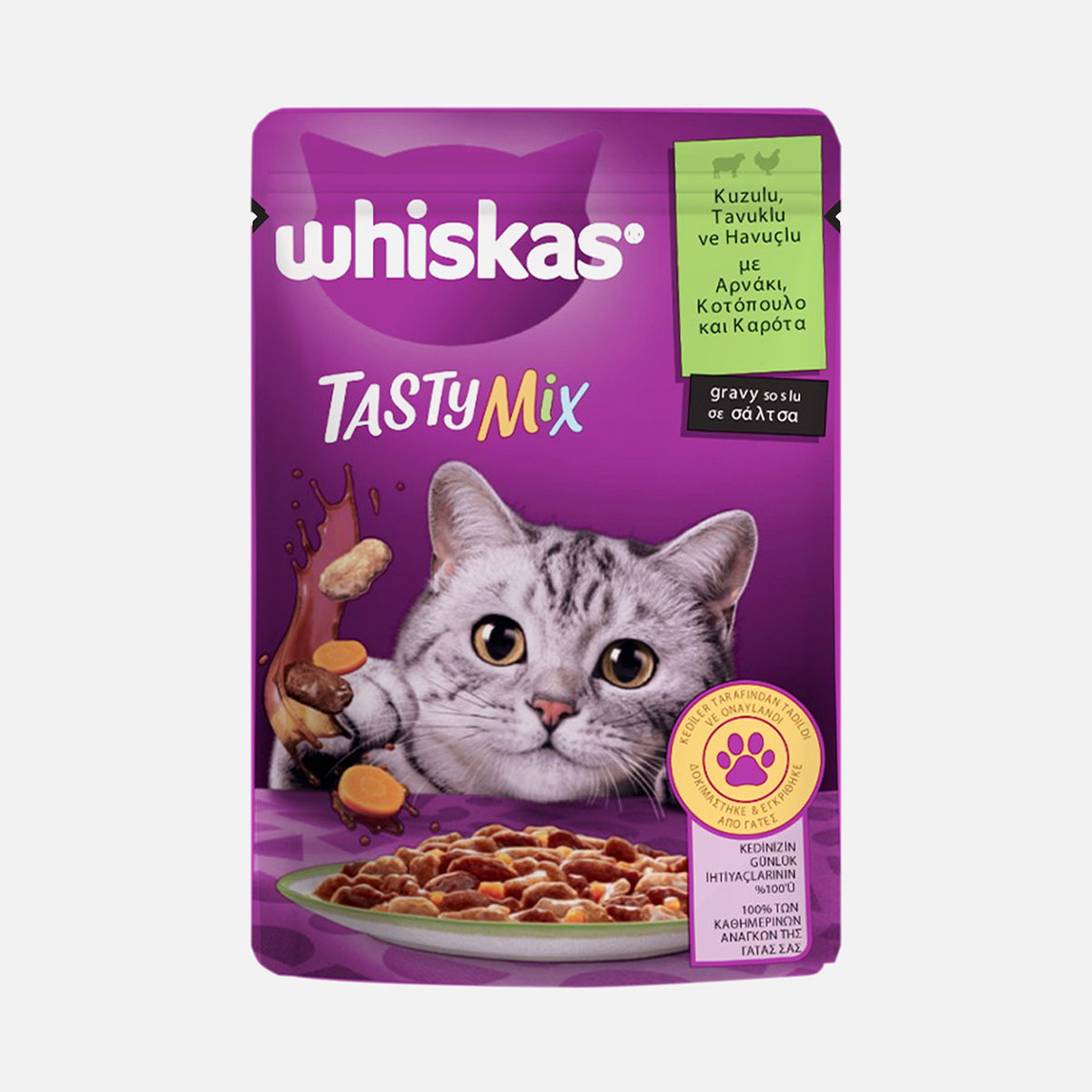 Whiskas Tasty Mix Kuzulu Tavuklu ve Havuçlu Poşet Yaş Mama 85g_0