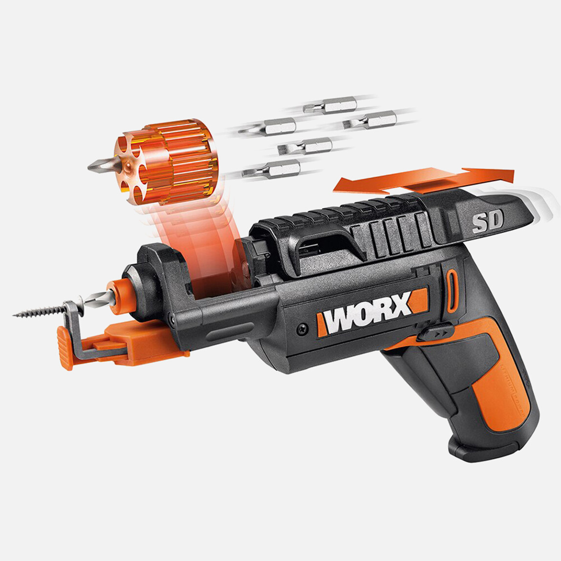 WORX WX255 4Volt/1.5Ah. Li-ion Şarjlı Şarjörlü Tornavida + 6 adet Bits Uç + Vida Tutucu_0