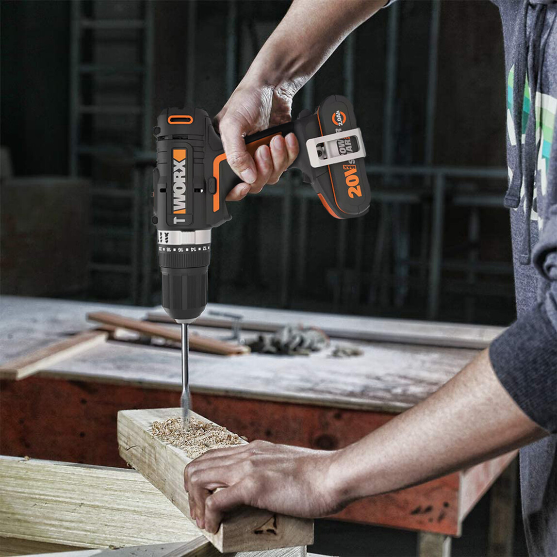    Worx WX370.1 20 V 2 Ah Çift Akülü Li-ion Darbeli Akülü Matkap   