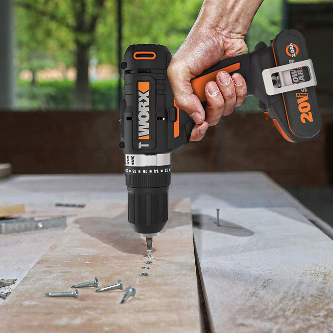    Worx WX370.1 20 V 2 Ah Çift Akülü Li-ion Darbeli Akülü Matkap   