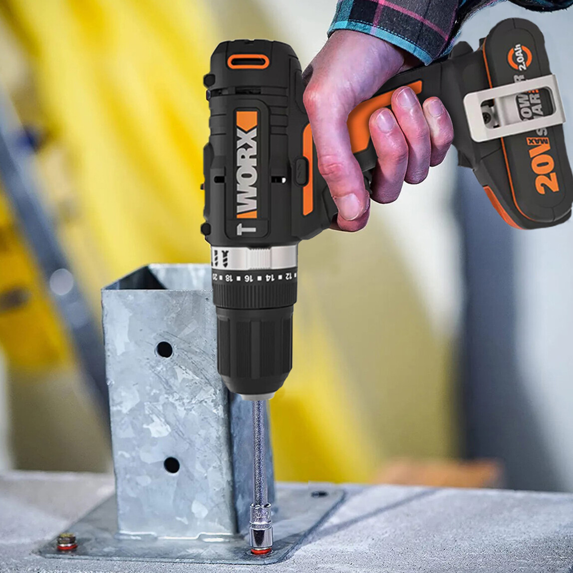    Worx WX370.1 20 V 2 Ah Çift Akülü Li-ion Darbeli Akülü Matkap   
