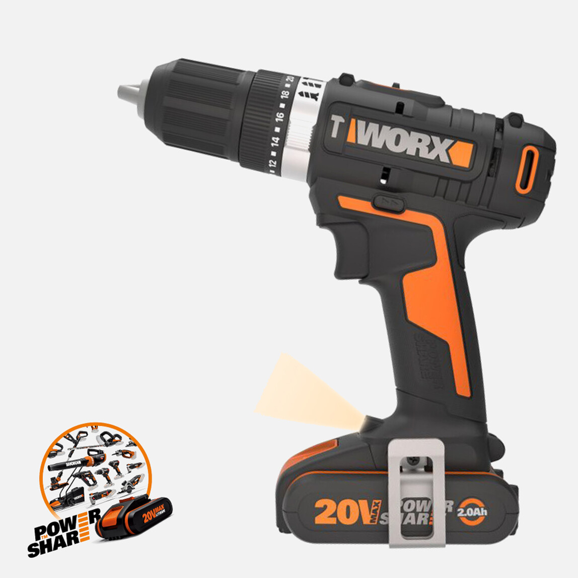    Worx WX370.1 20 V 2 Ah Çift Akülü Li-ion Darbeli Akülü Matkap   