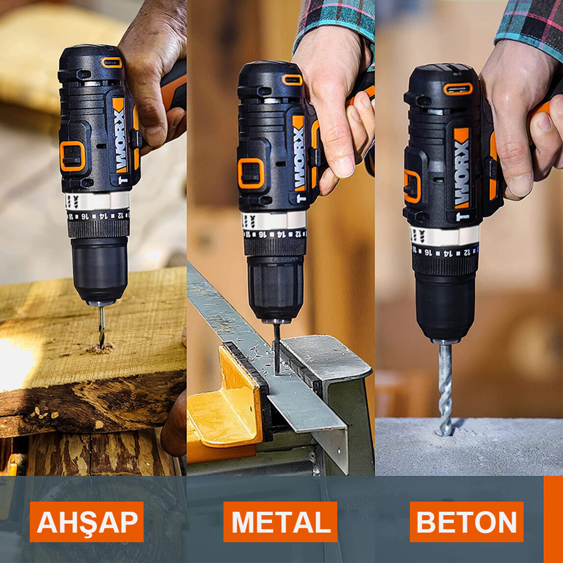    Worx WX370.1 20 V 2 Ah Çift Akülü Li-ion Darbeli Akülü Matkap   