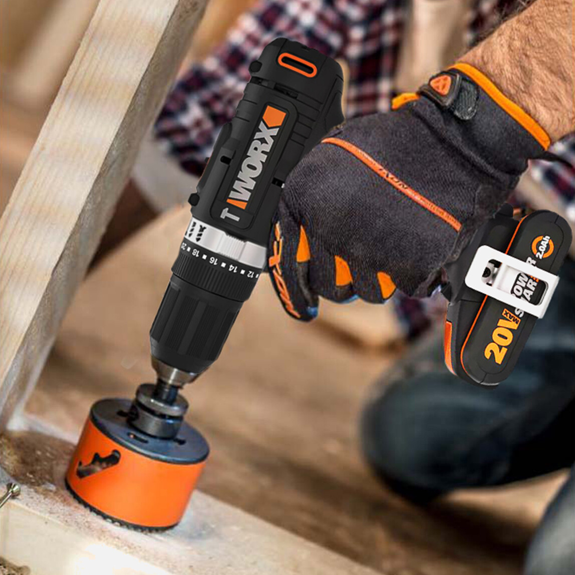    Worx WX370.1 20 V 2 Ah Çift Akülü Li-ion Darbeli Akülü Matkap   