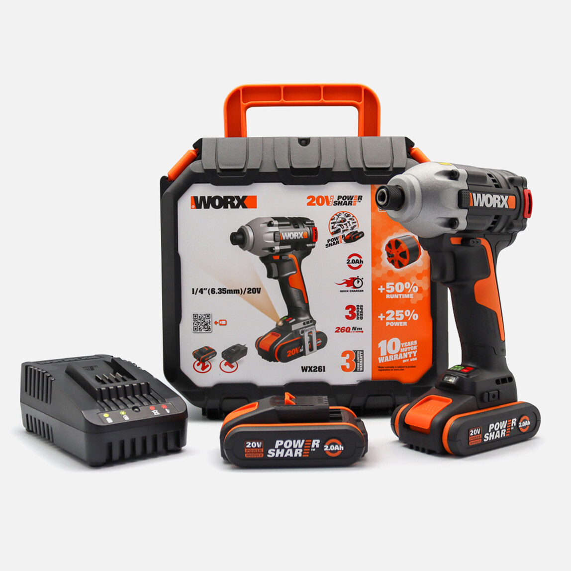    Worx WX261 20 V 2 Ah Çift Akülü Li-ion Darbeli Akülü Tornavida   