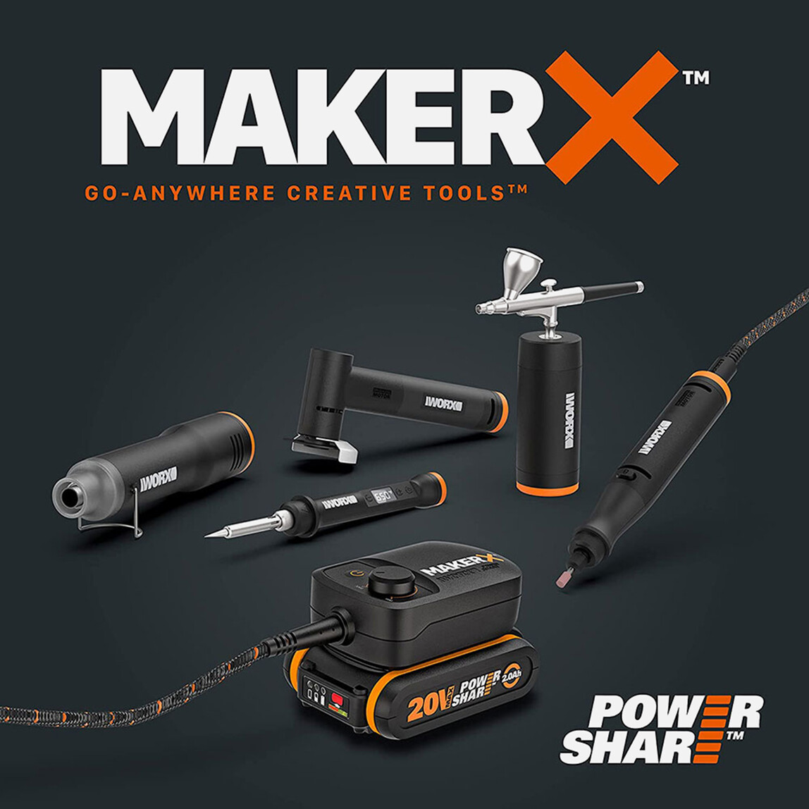 WORX WX739 MAKERX 20Volt 2.0Ah. Kömürsüz Profesyonel Kalem Tipi Devir Ayarlı Gravür Seti + 34 Parça aksesuar_8