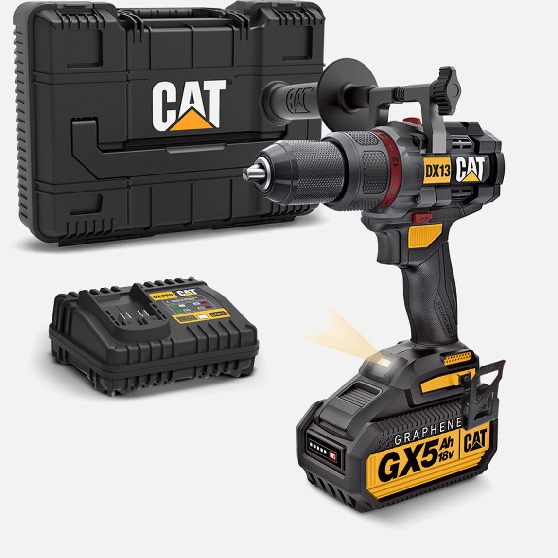 CAT DX13 18Volt/5.0Ah GRAPHENE Li-ion Kömürsüz Profesyonel Şarjlı Darbeli Matkap_0