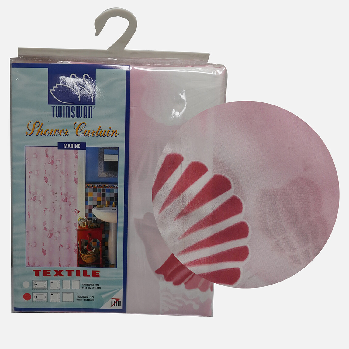    Twinswan Banyo Perdesi 180x200 1P Marine Pembe 