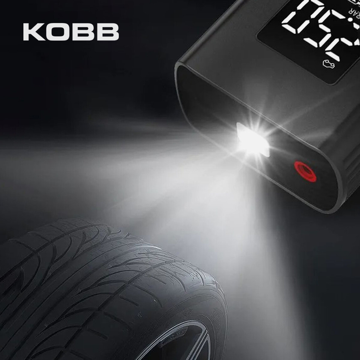    KOBB KB425 12V / Şarjlı Li-ion 150 PSI Dijital Göstergeli Akıllı Lastik Şişirme Pompası+ Powerbank + SOS + Led Lamba 