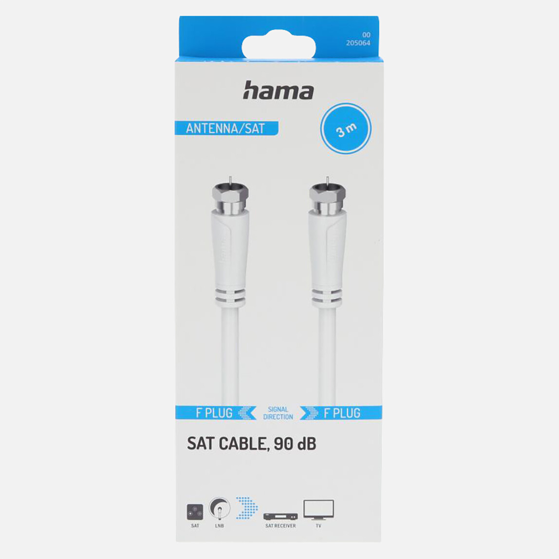    Hama Sat Kablosu F Fiş - F Fiş Beyaz 3m  