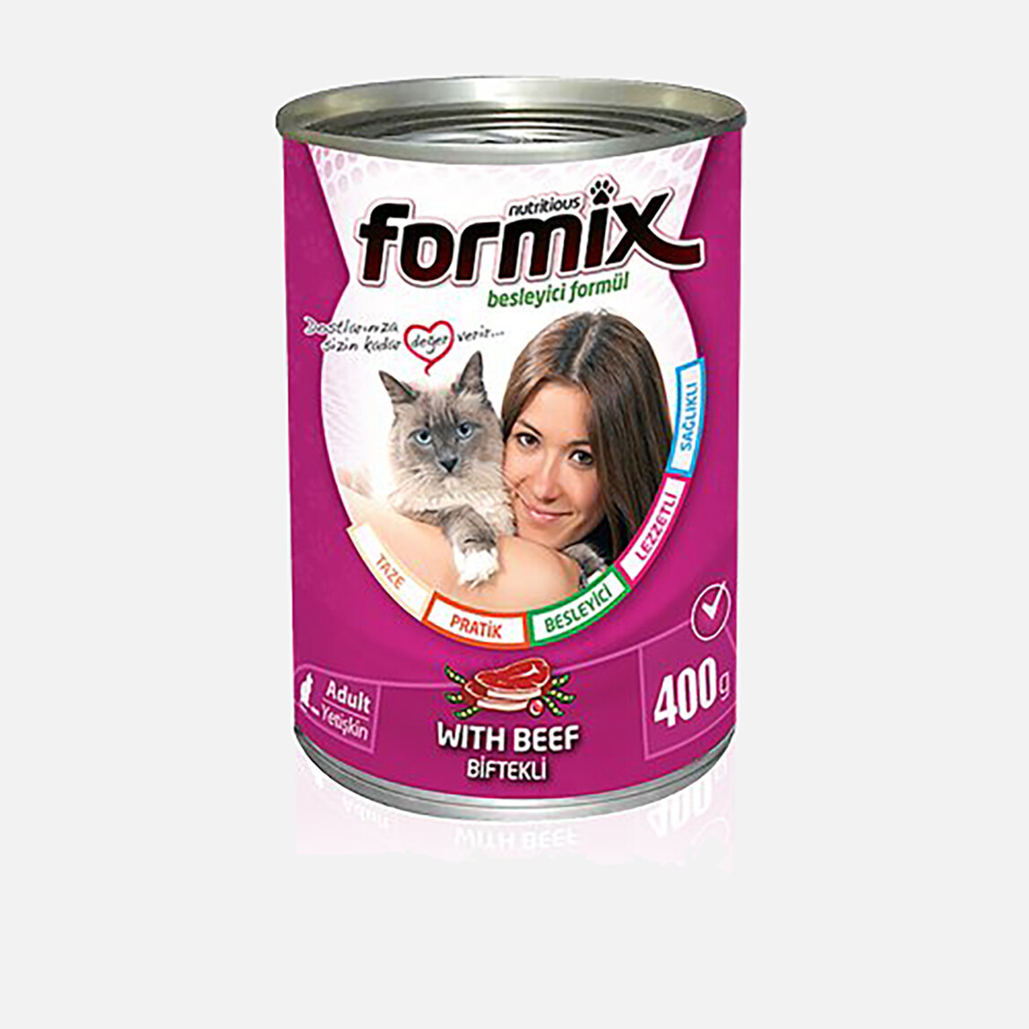 Formix Biftek Parça Etli Soslu Konserve Yetişkin Kedi Maması 400gr_0