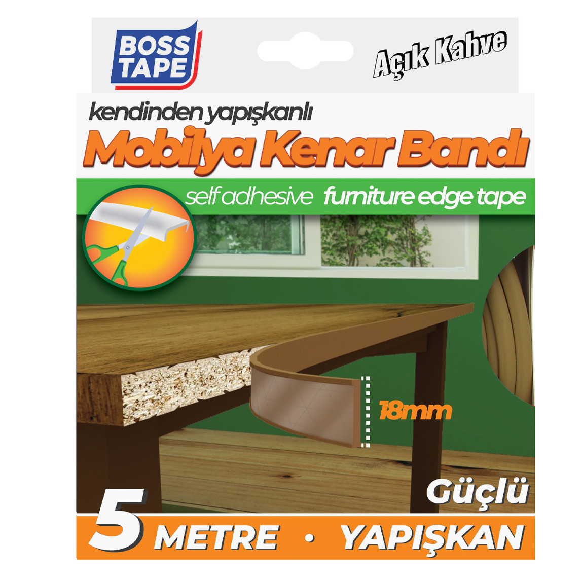 Masa Kenar Koruma Bandı Açık Kahve 18mmX5mt_0