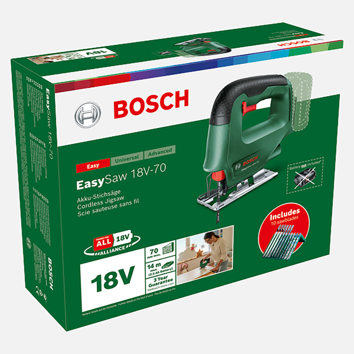    Bosch EasySaw 18V-70 Akülü Dekupaj Testere (Solo)  