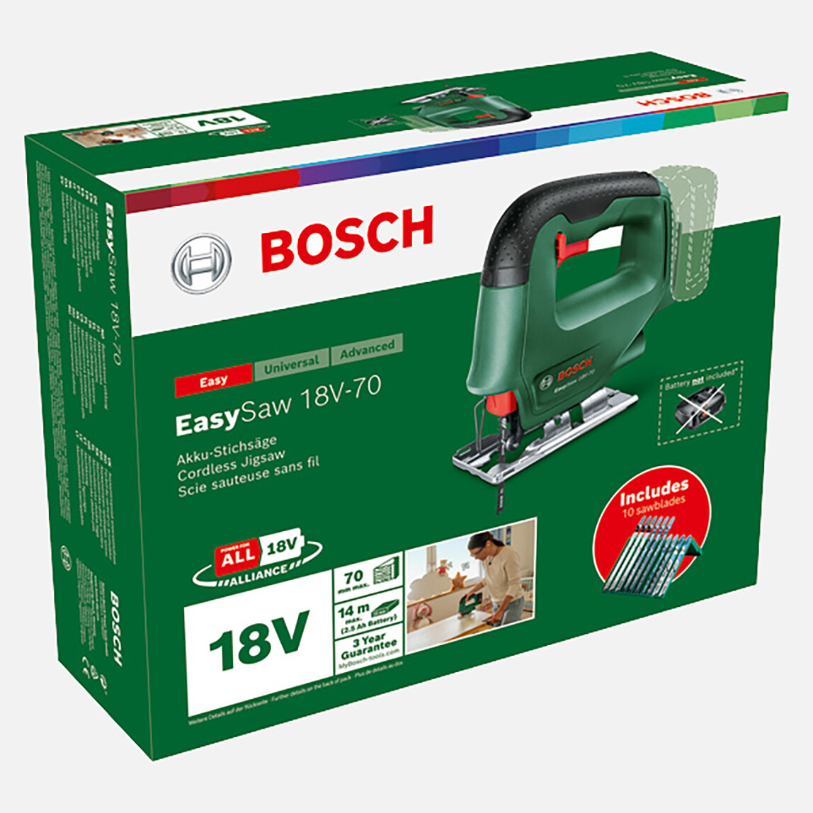    Bosch EasySaw 18V-70 Akülü Dekupaj Testere -Solo (Akü ve Şarj Cihazı Dahil Değildir.) 