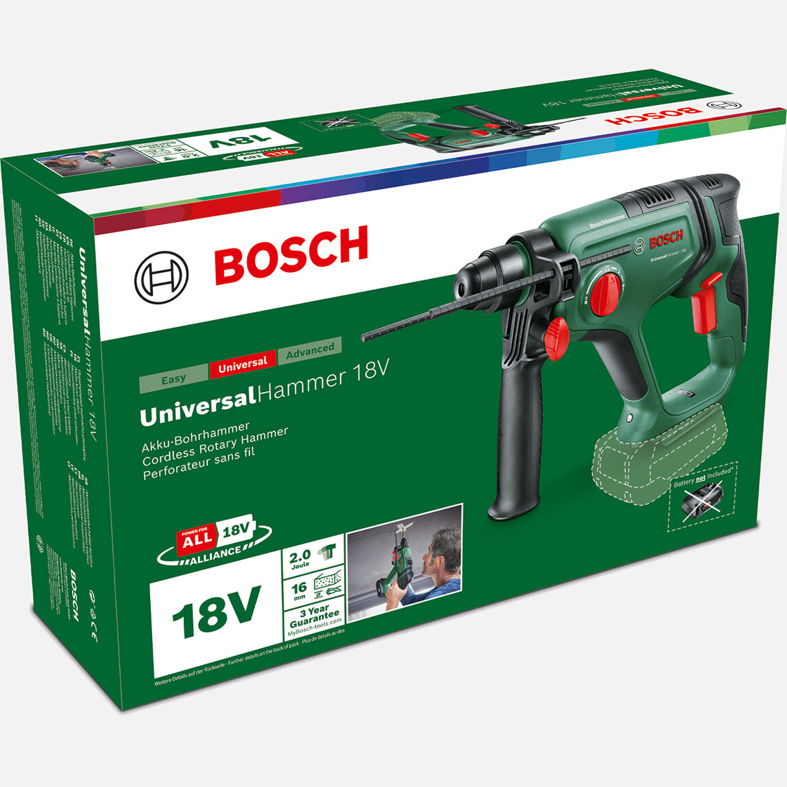    Bosch UniversalHammer 18V Akülü Kırıcı Delici -Solo (Akü ve Şarj Cihazı Dahil Değildir.) 