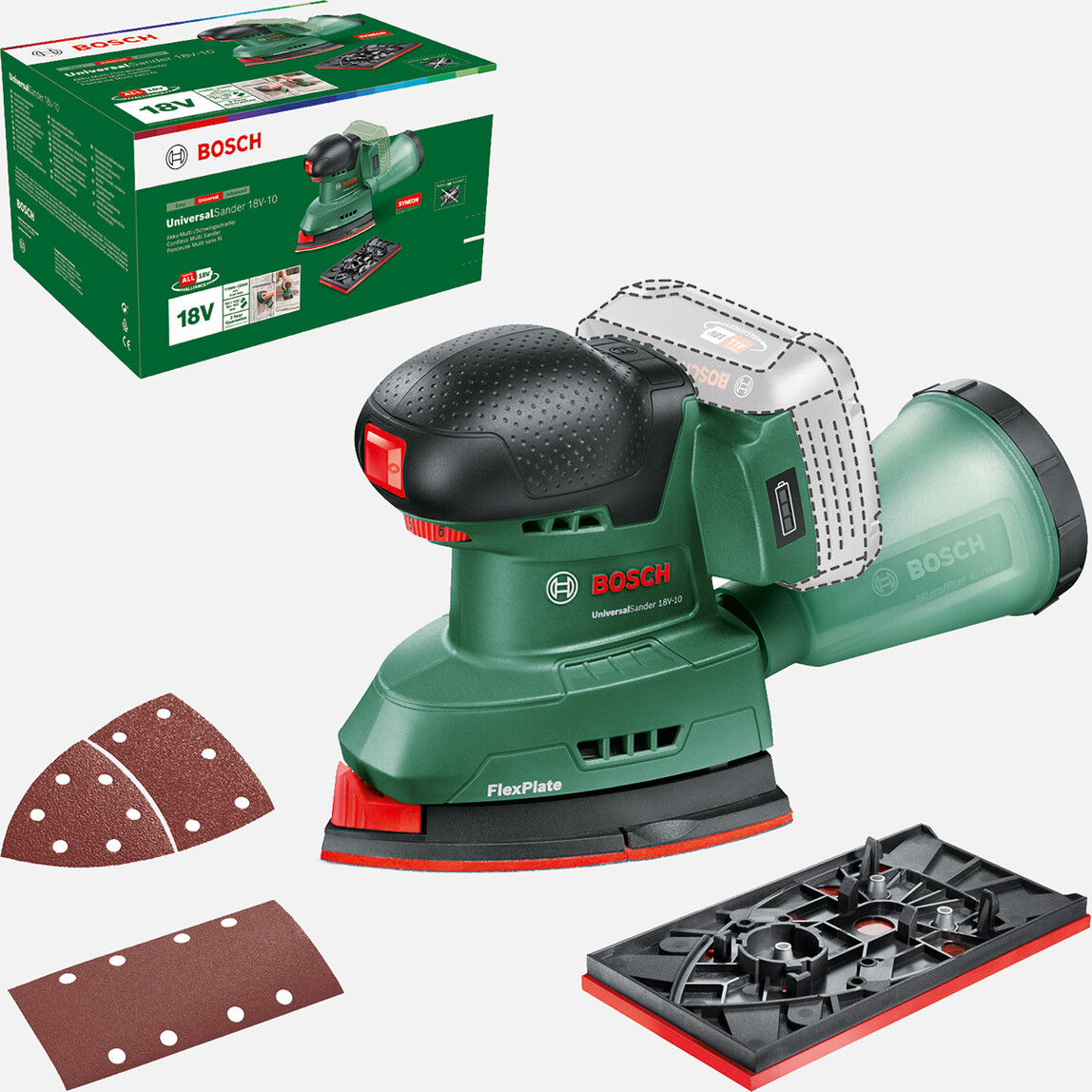    Bosch Universal Sander 18V-10 Akülü Titreşimli Delta Zımpara -Solo (Akü ve Şarj Cihazı Dahil Değildir.) 