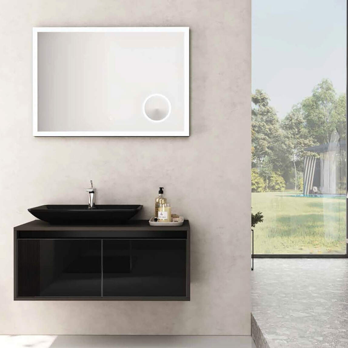    Gold Banyo İdeal Aynalı 100 cm Takım Banyo Dolabı Siyah 