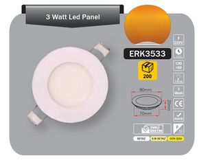 Tek-İş Led Panel Beyaz Kasa 3W Günışığı