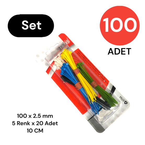 Tek-İş 5 Renk Kablo Bağı 100x2.5 mm 100 Adet 