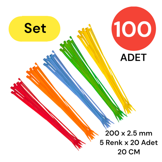 Tek-İş 5 Renk Kablo Bağı 200x2.5 mm 100 Adet