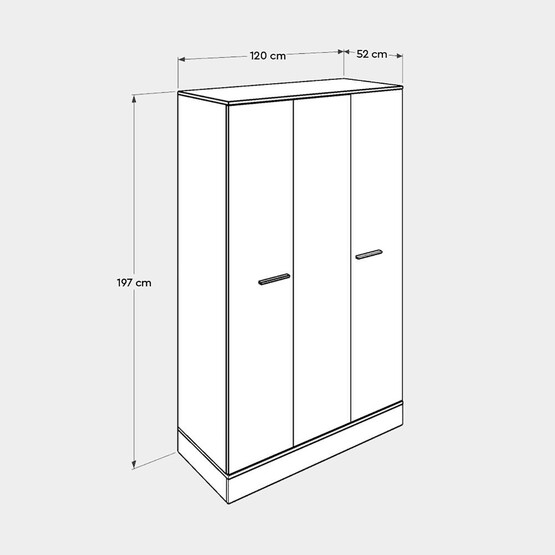 Adore Base 3 Kapılı Gardırop Beyaz 