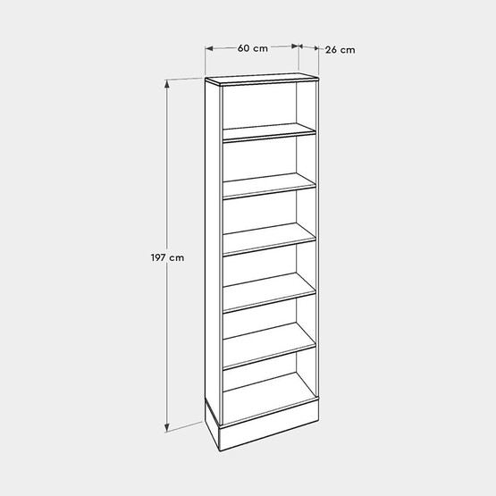Adore Base 6 Raflı Kitaplık Meşe Beyaz