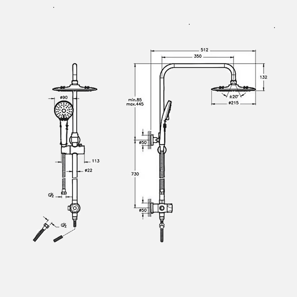    Artema Joy 3C Duş Sistemi 150 cm Krom  