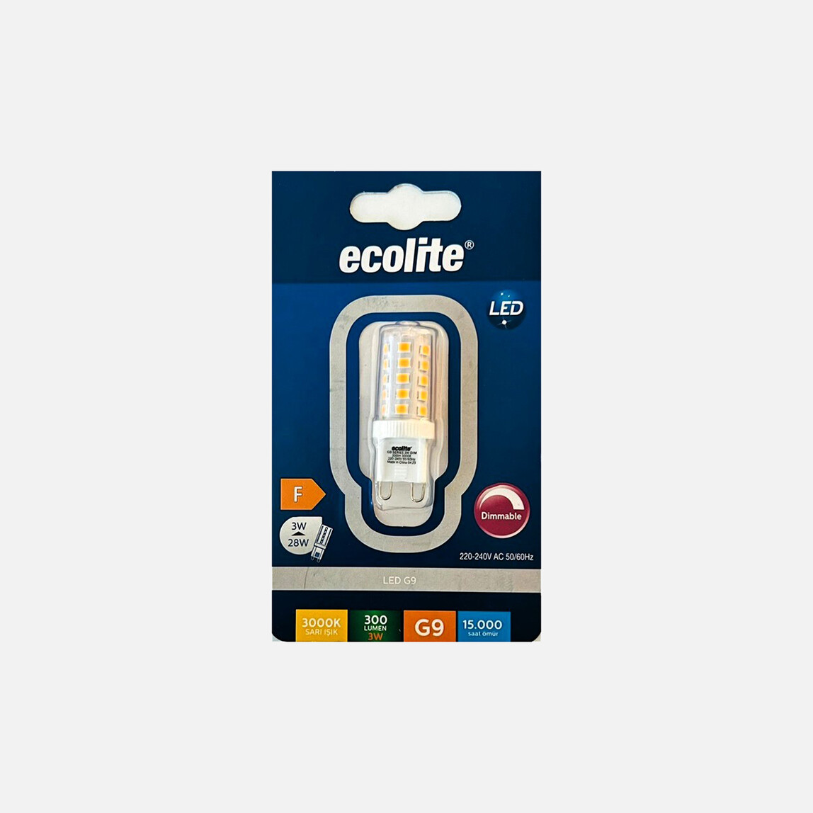    Ecolite G9 3 W Sarı 3000K Dimmerli G9 LED Ampul 