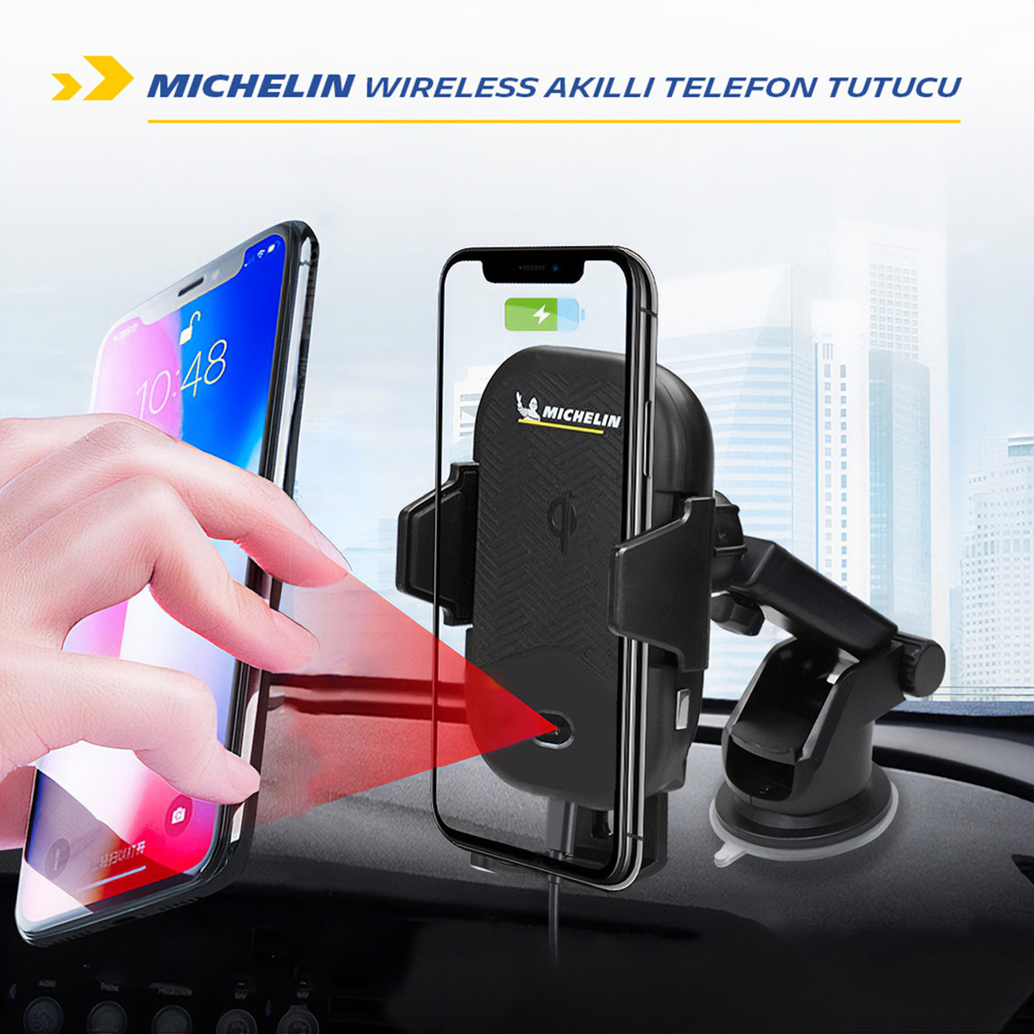 Michelin MC33368 Wireless Telefon Şarj Cihazı ve Dokunmatik Akıllı Telefon Tutucu_1