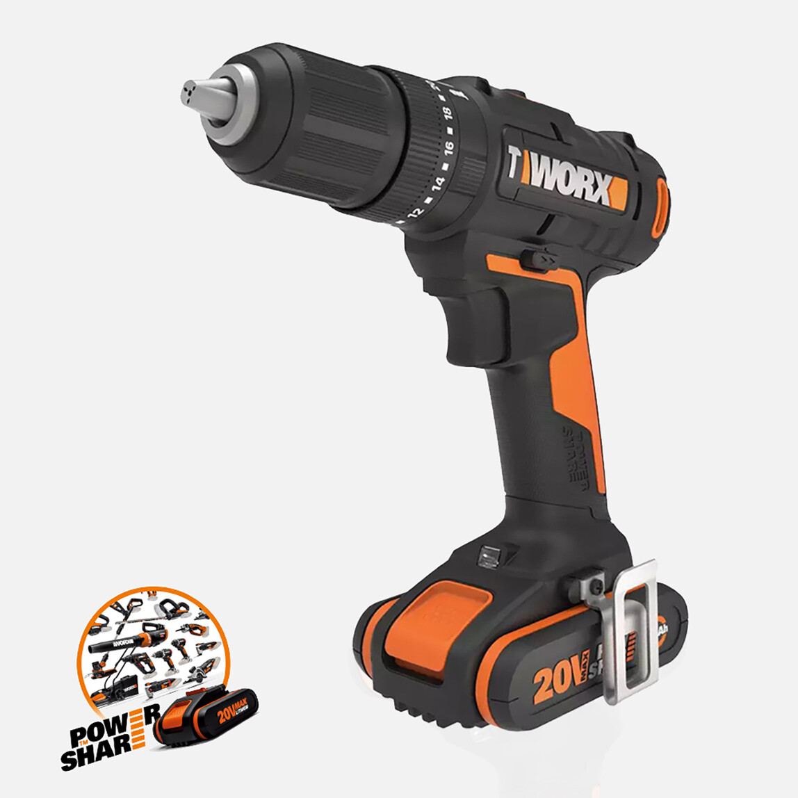    Worx WX370 20Volt/2Ah. Li-ion Çift Akülü Profesyonel Şarjlı Darbeli Matkap + 30 Parça Aksesuar Seti  