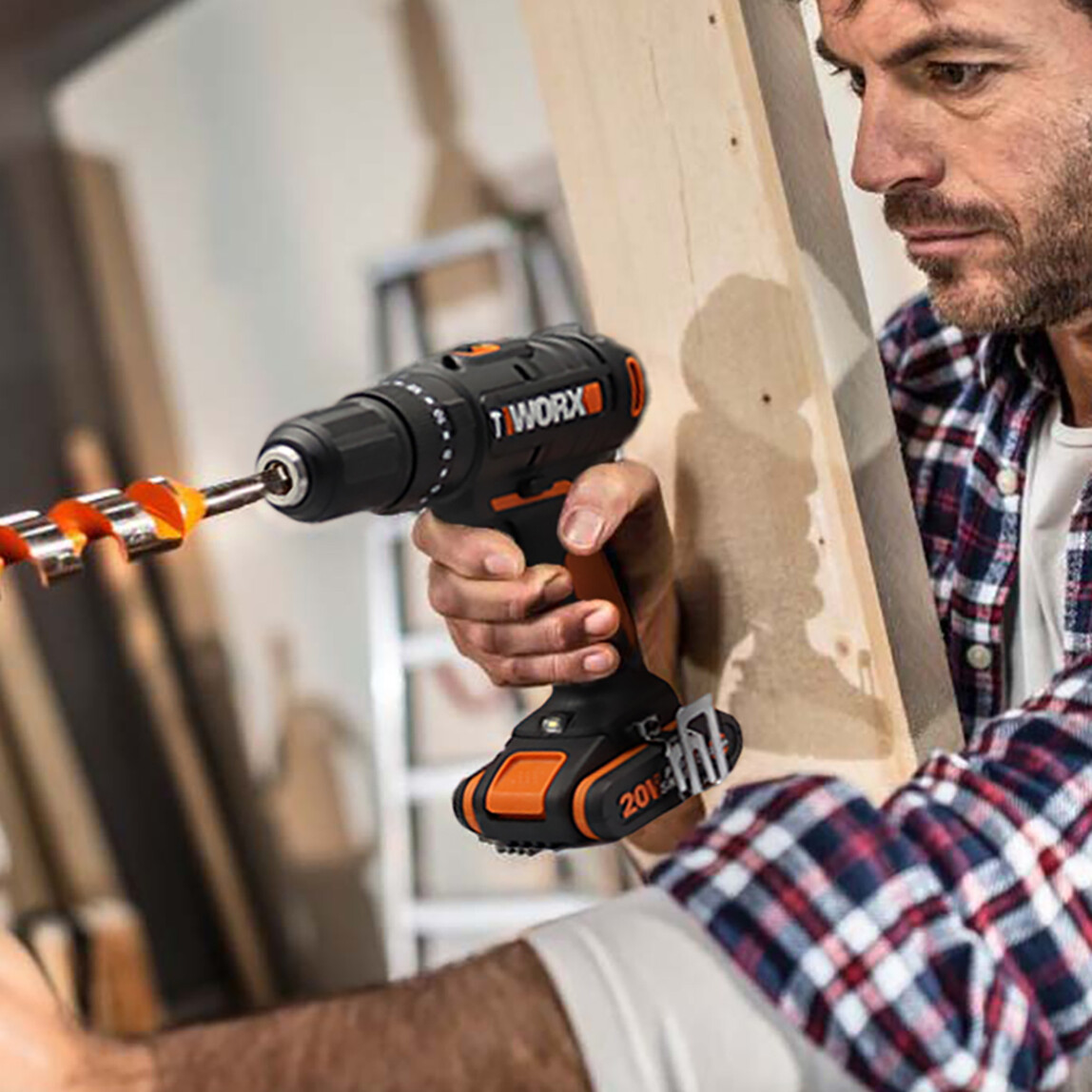    Worx WX370 20Volt/2Ah. Li-ion Çift Akülü Profesyonel Şarjlı Darbeli Matkap + 30 Parça Aksesuar Seti  