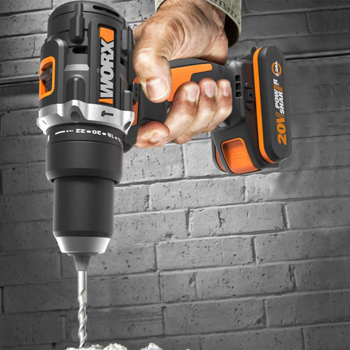 Worx WX352.9 20Volt Kömürsüz Profesyonel Şarjlı Darbeli Matkap (Akü Dahil Değildir)_8