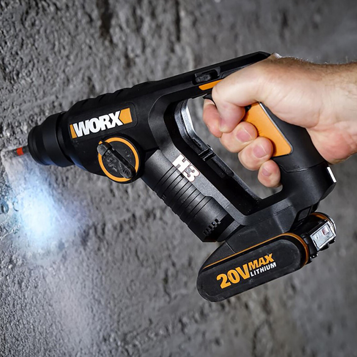 Worx WX394.3 20Volt 2.0Ah. Li-ion 1.5J Profesyonel SDS-Plus Pnömatik Şarjlı Matkap + 9 Adet Uç + Mandren_6