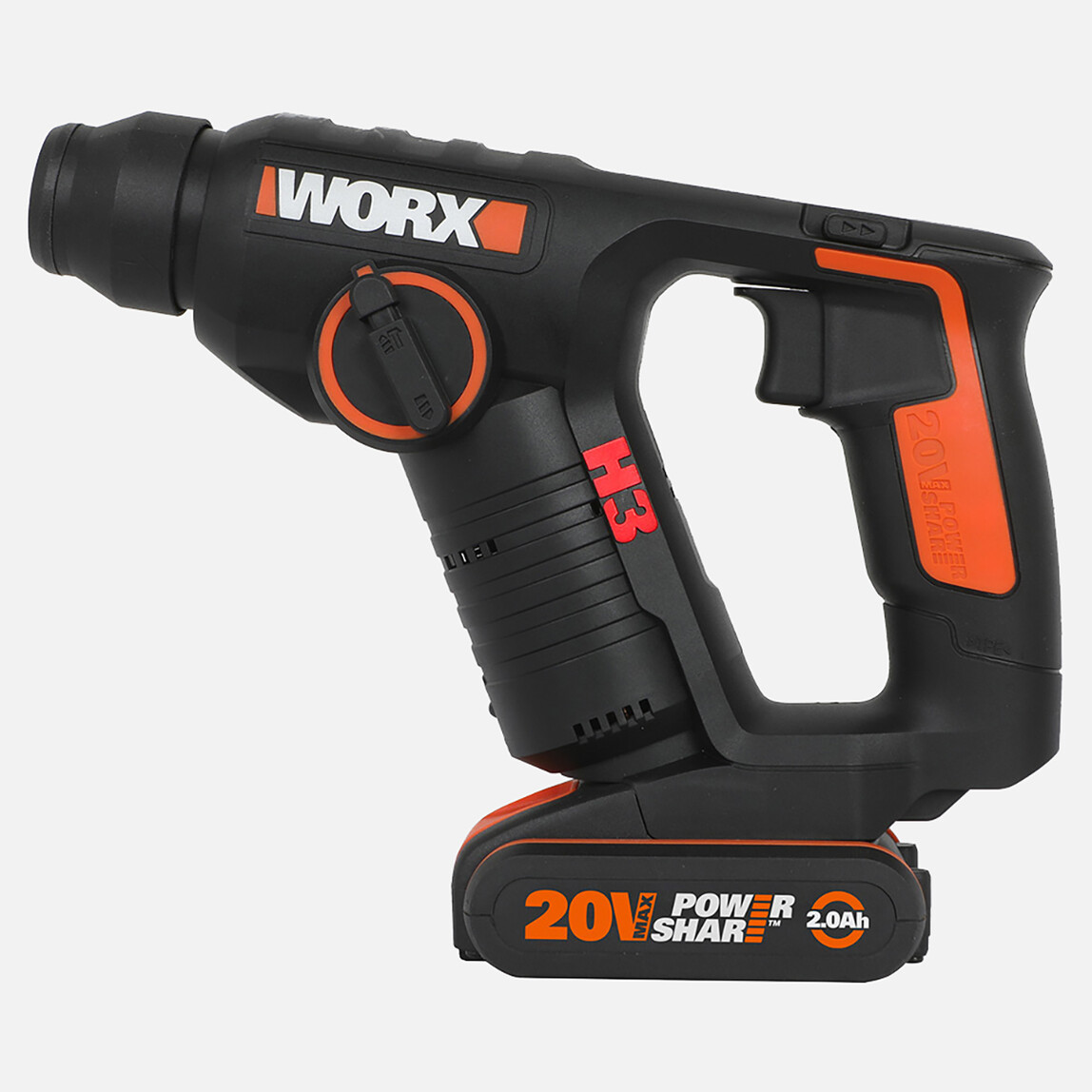 Worx WX394.3 20Volt 2.0Ah. Li-ion 1.5J Profesyonel SDS-Plus Pnömatik Şarjlı Matkap + 9 Adet Uç + Mandren_10