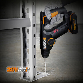 Worx WX394.3 20Volt 2.0Ah. Li-ion 1.5J Profesyonel SDS-Plus Pnömatik Şarjlı Matkap + 9 Adet Uç + Mandren_5