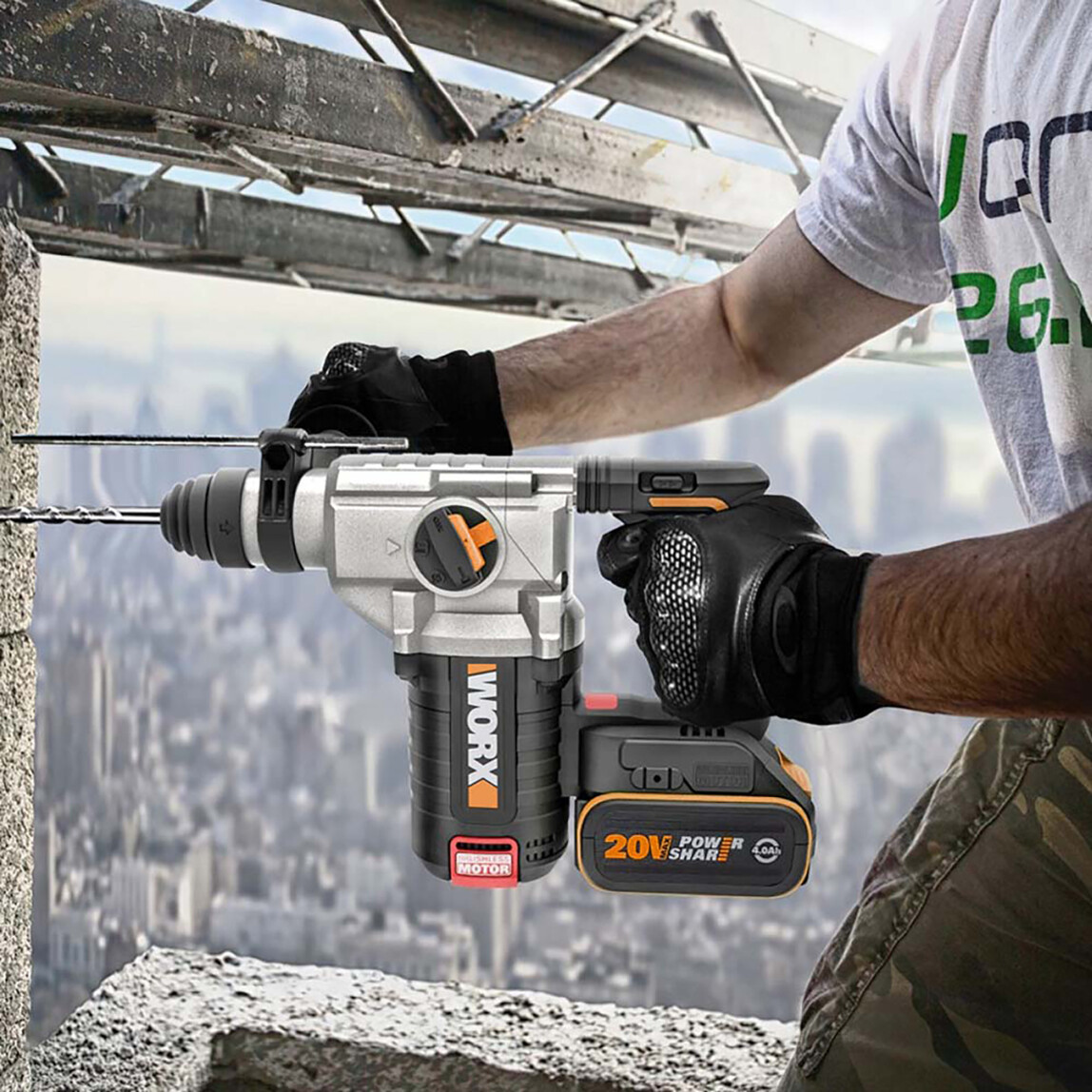 Worx WX380.9 20Volt 2.2J Profesyonel SDS-Plus Pnömatik Kırıcı/Delici (Akü Dahil Değildir)_8