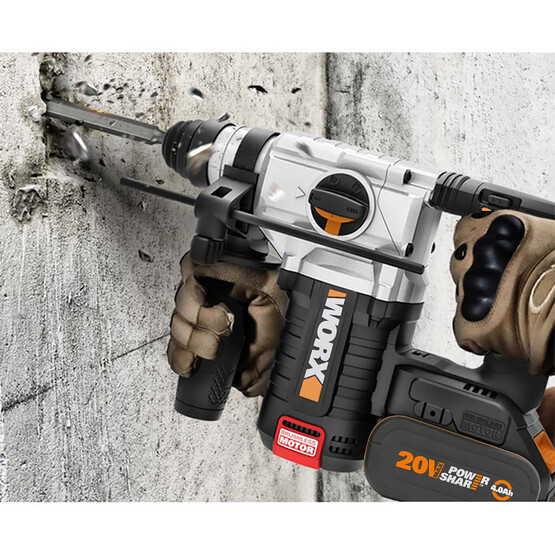 WORX WX380.9 20Volt 2.2J Profesyonel SDS-Plus Pnömatik Kırıcı/Delici(Akü ve Şarj Cihazı Dahil Değildir.)