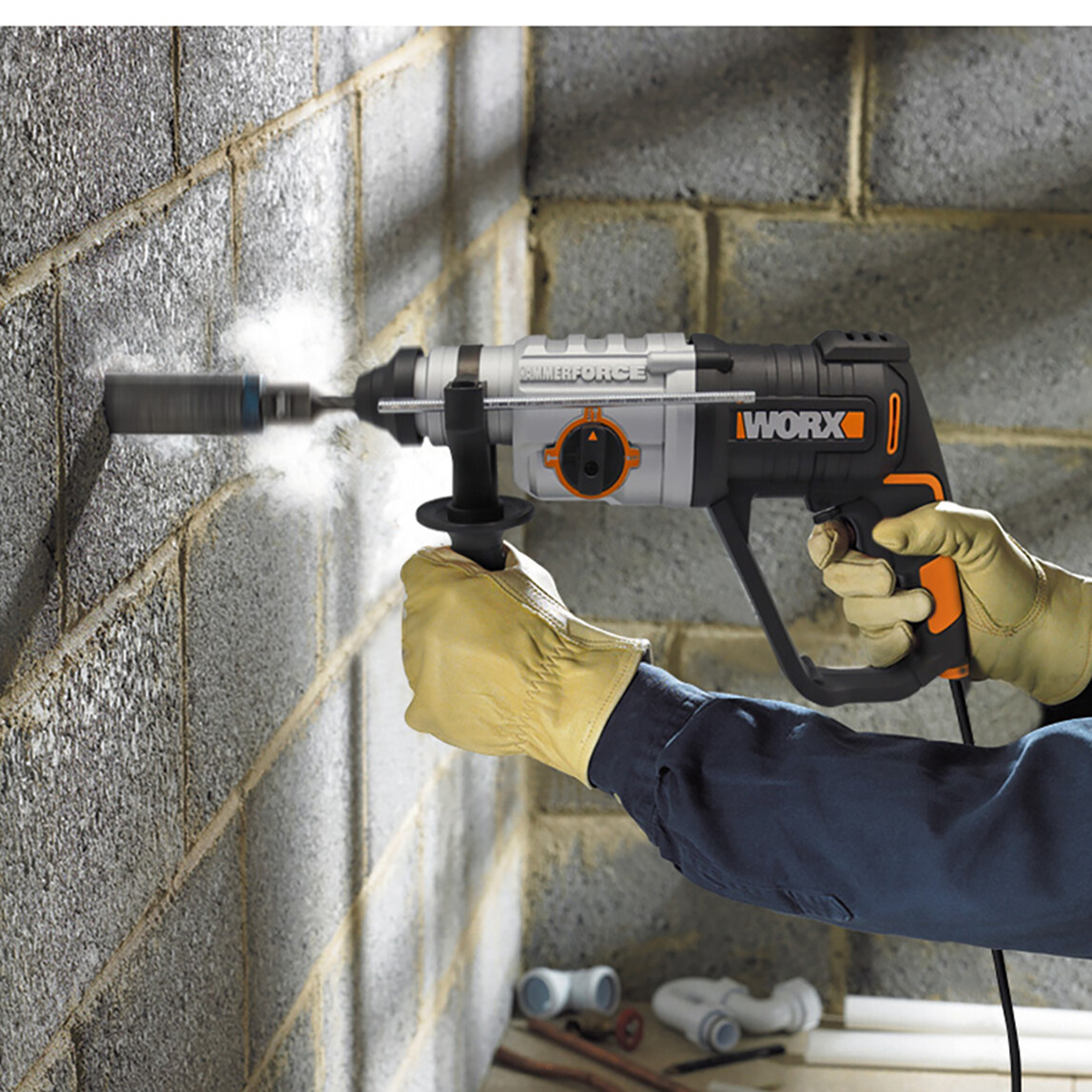    Worx WX339 800Watt 2.5J Profesyonel SDS-Plus Kırıcı/Delici + 4 Adet Uç  