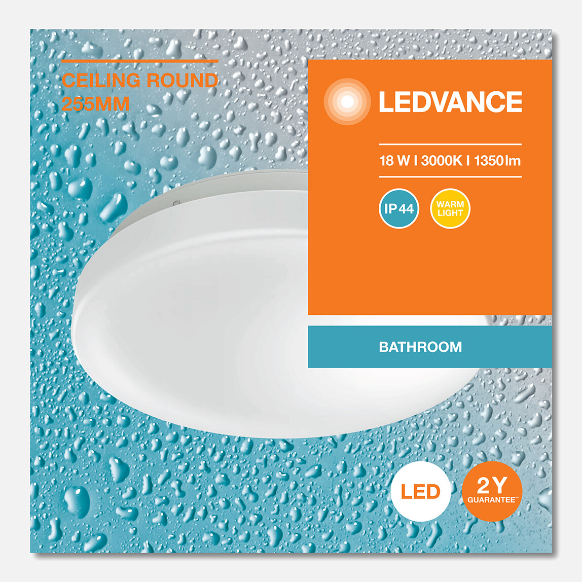    Ceiling Round 255 18W 830 Ip44 Led Plafonyer 18W Sarı  