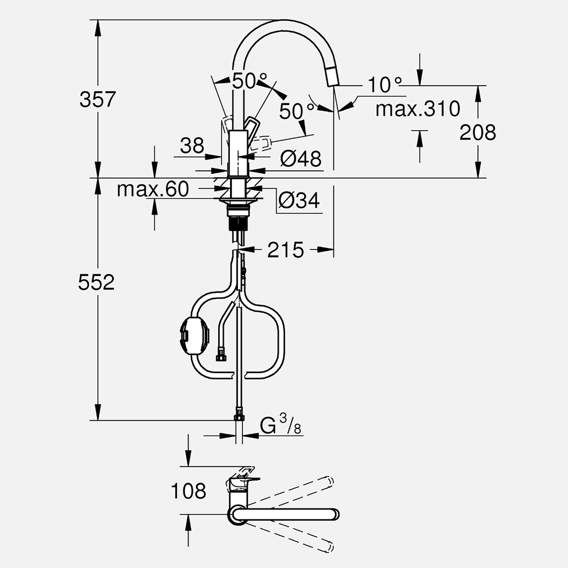    Grohe Start Loop Spiralli Eviye Bataryası 