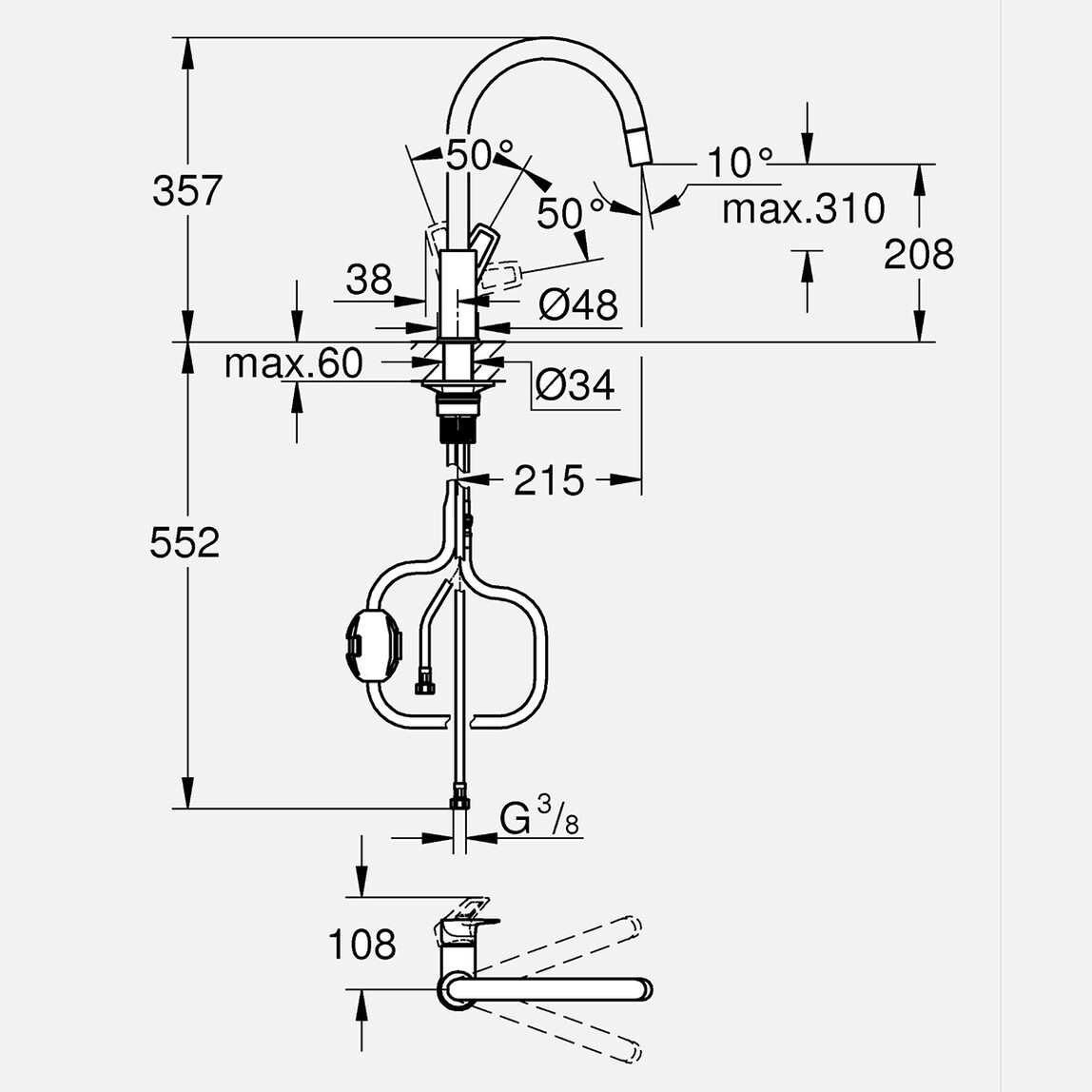    Grohe Start Loop Spiralli Eviye Bataryası 